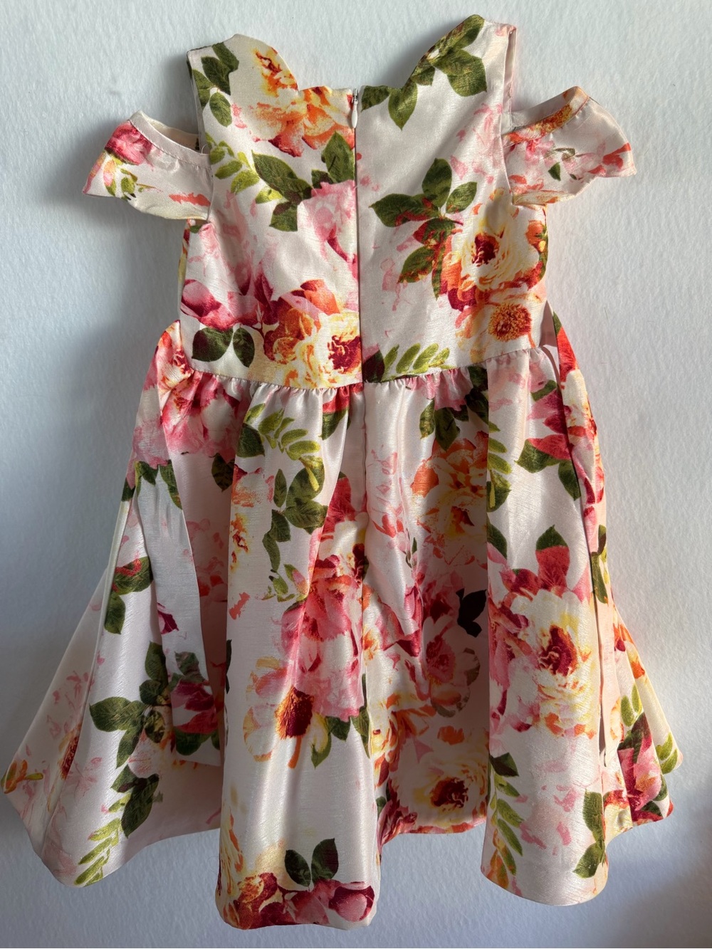 Bonnie Jean Pink Floral Cold-Shoulder Party Dress with Bow Size 5 - Picture 4 of 4